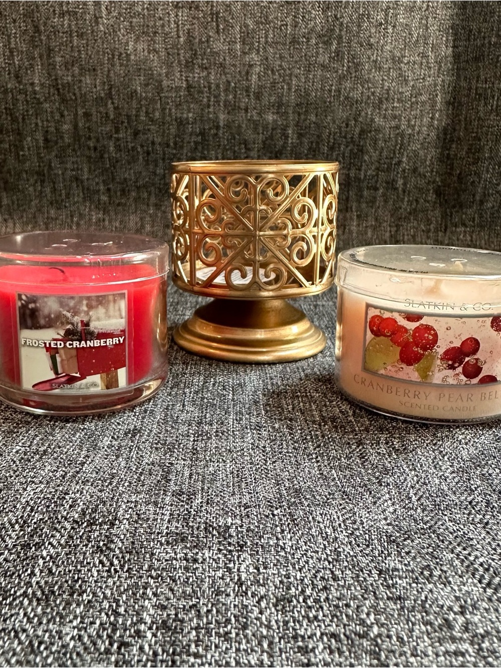 Slatkin & Co Mini Jar Candles & Holder Frosted Cranberry Pear Bath & Body Works